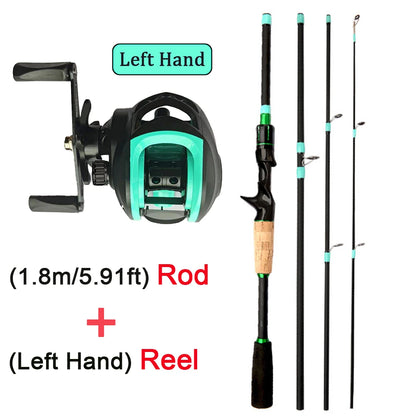 NEW Short Fishing Rod Reel Combo Set Spinning Lure Casting Rods 1.8m-2.1m 4/5Section 212g Baitcasting Reel Jigging Max Drag 10kg