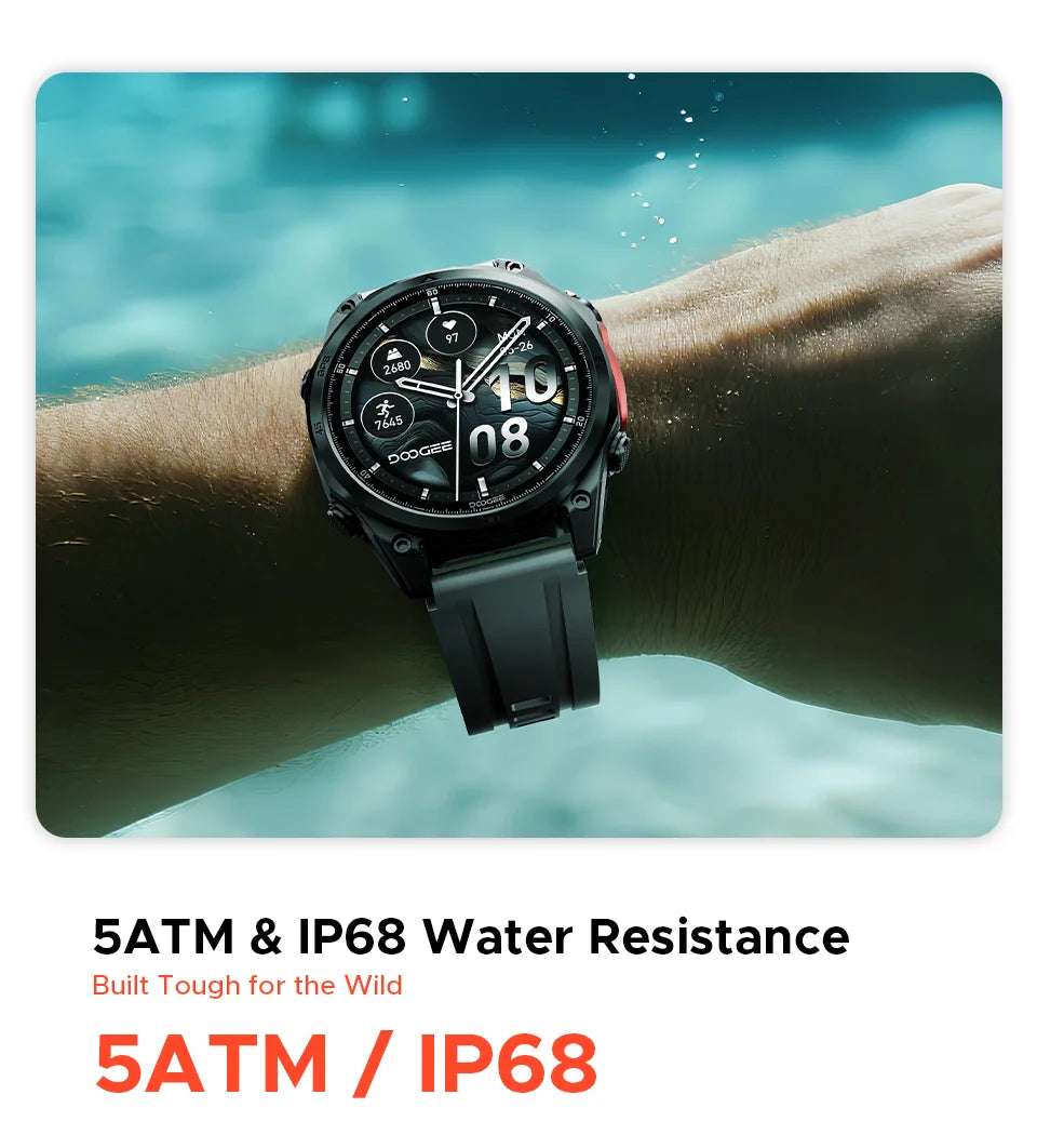 DOOGEE ANYWISE W1 PRO Smartwatch 1.43'' 5ATM Water Resistance 178 Sports Modes Health Monitoring Geomagnetic Sensor Offline Maps