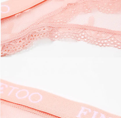 FINETOO Sexy Lace Thong Panties for Women Floral Low Waist Hollow Out Transparent G-String Solid Color Comfort Female Lingerie