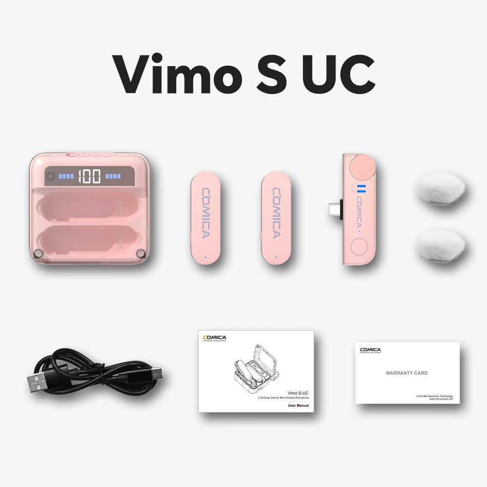 COMICA Vimo S Wireless Lavalier Lapel Microphone for iPhone Android Noise Cancellation Mic for Youtube Tiktok Vlogging Podcast