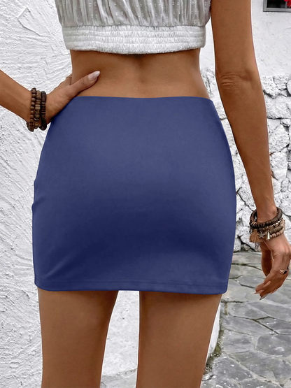 Women's High Waist Mini Bodycon Skirt with Built-in Safety Shorts Stretchy Soft Pencil Short for Club Party Casual Slim Fit