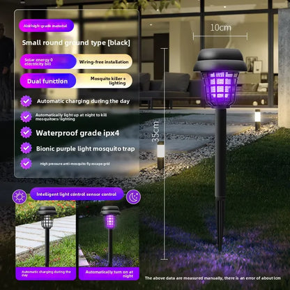 Solar and Electric Shock Mosquito Repellent Lamp Waterproof Bug Zapper 2Mode LED Light for Outdoor Garden Lawn Camping Villa Use