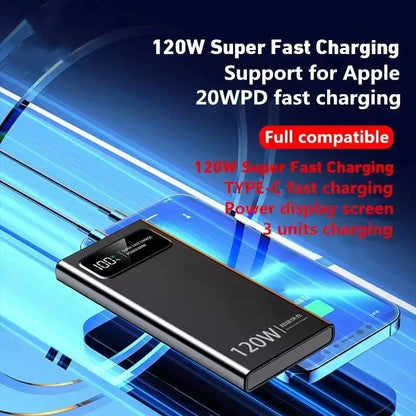 Lenovo 120W 200000mAh Power Bank Fast Charge Large Capacity External Battery CCC Mobile Power For Iphone Samsung Xiaomi NEW