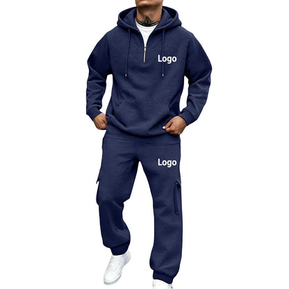 Customized Print Men Tracksuit 2 Pieces Half Zipper Athletic Hoodies Sweatpants Women Training Casual Running Jogging Suit Sets