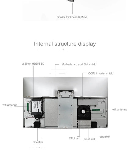 Design All In One Desktop Computer PC AIO Touch PC Core I3 I5 I7 Processor Gamer Computer Desktop All-In-One PC UPS Battery PC