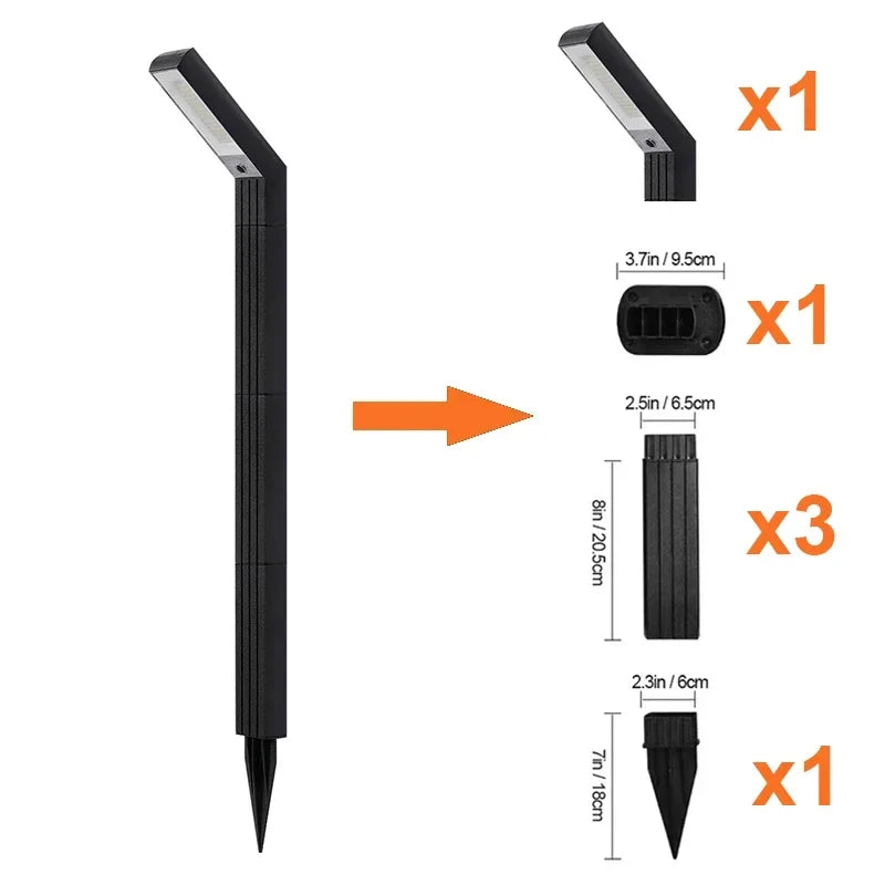 Solcellsdriven Gångvägslampa – 90 LED, RGB & 3-Färger, IP65, 1,8W Solpanel, Kort eller Lång
