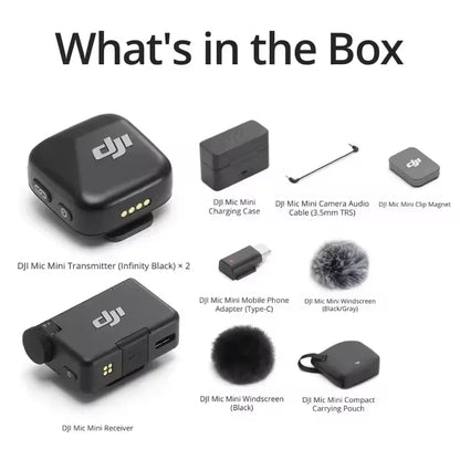 DJI Mic Mini trådlös streamingmikrofon – brusreducering och laddfodral