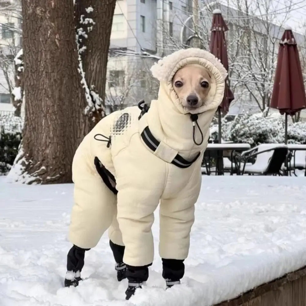 Trendy Waterproof Winter Dog Jumpsuit Thickened Full Cover Big Dog Clothes Fleece Warm Big Pet Supplies Large Dog