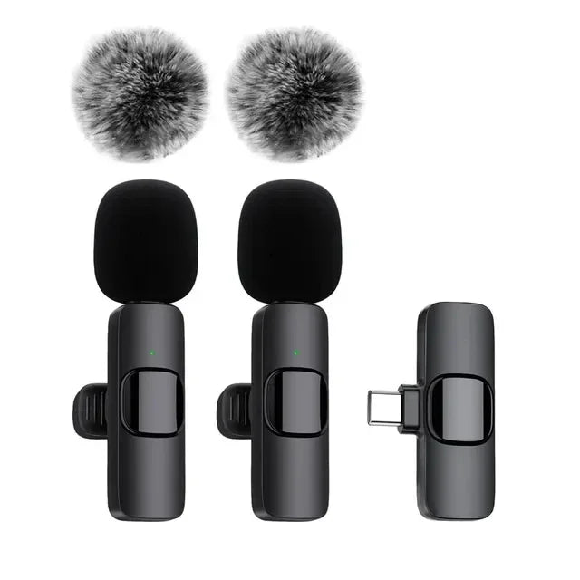 Wireless Lavalier Microphone 2.4G Mini MicPortable Audio Video Recording Mini Mic for iPhone Android Live Broadcast Gaming Phone