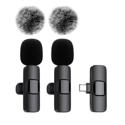 Wireless Lavalier Microphone 2.4G Mini MicPortable Audio Video Recording Mini Mic for iPhone Android Live Broadcast Gaming Phone