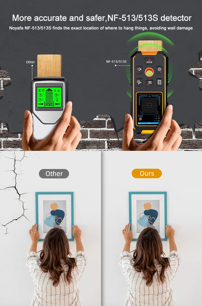 NOYAFA NF-513S Metal Detector Wall Scanner AC Live Cable Wires Metal Wood Stud Find with Positioning Hole Wall Detector