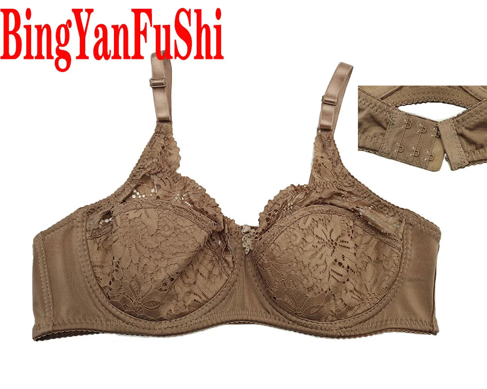 Sexy Lace Women Bra Top Full Cup Minimizer Floral Large Chest Big Bust Bh Thin Padded Cotton Bralette Underwire Push Up Bras C27