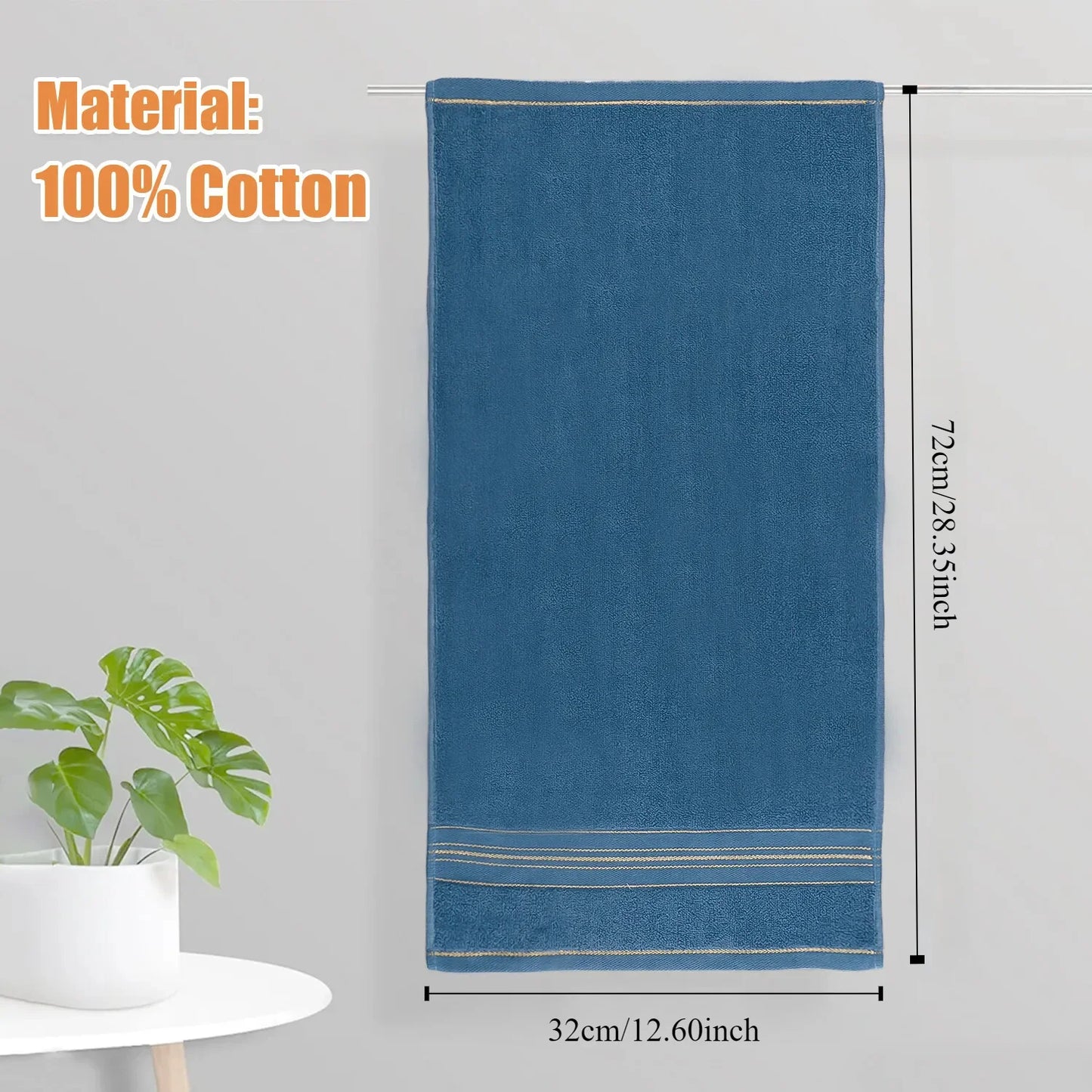 Pure Cotton Bath Towel, Soft and Absorbent Multi-Purpose High-Quality Quick-Dry Bathroom Towel
