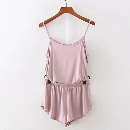 SANWOOD pyjamasset dam med ärmlöst linne och shorts – M–3XL