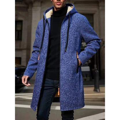 Herr Lång Vinterjacka med Fleece – Varm Vindskyddande Hoodie med Dragkedja, 4 Färger, Storlek S–XXXL