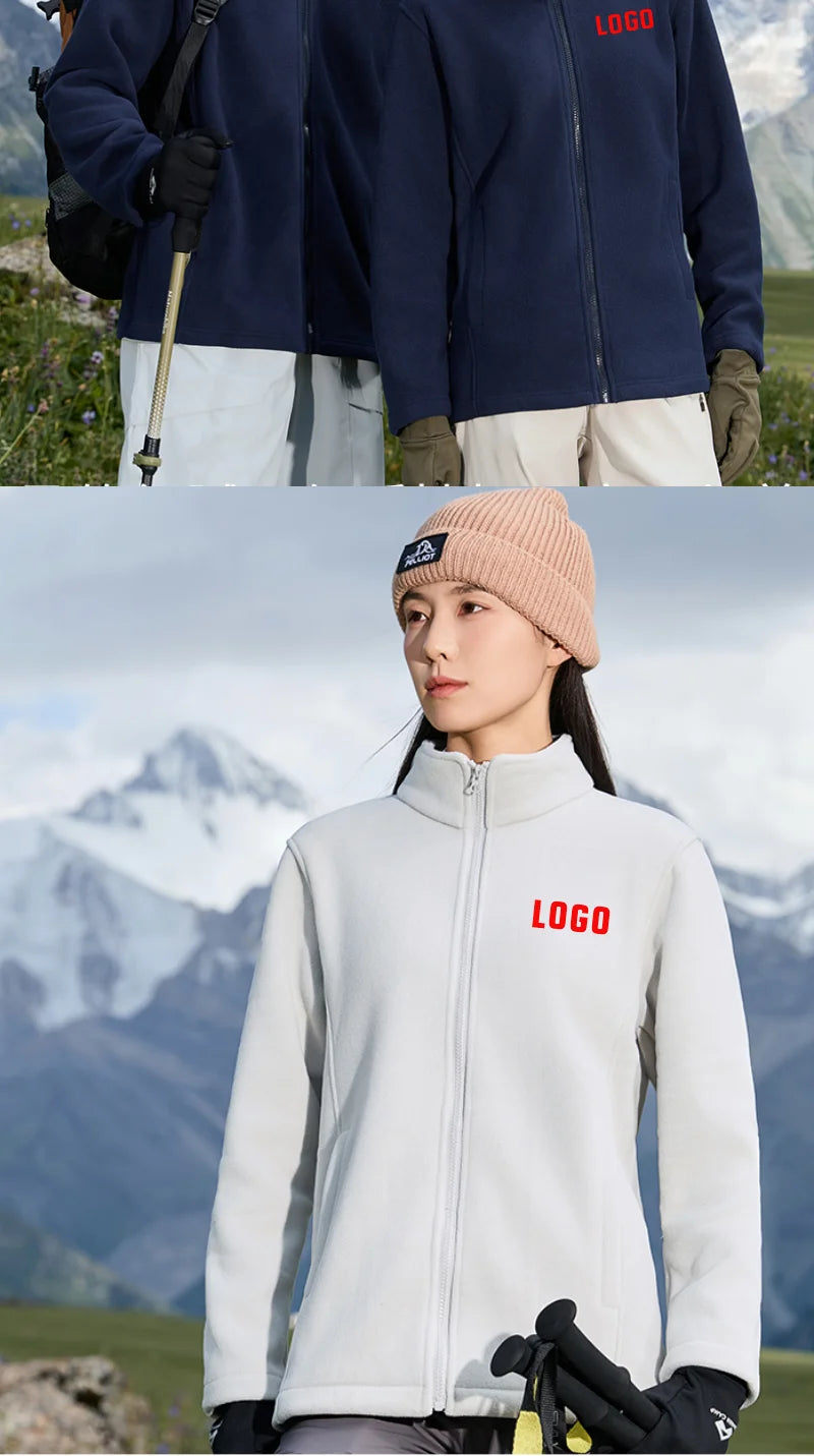 Custom Men Women's Fleece Thermal Hiking Jacket Outdoor Sports Climbing Trekking Camping Windbreaker Warm Coat For Men ﻿