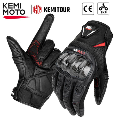 KEMITOUR Retro Läder MC-handskar