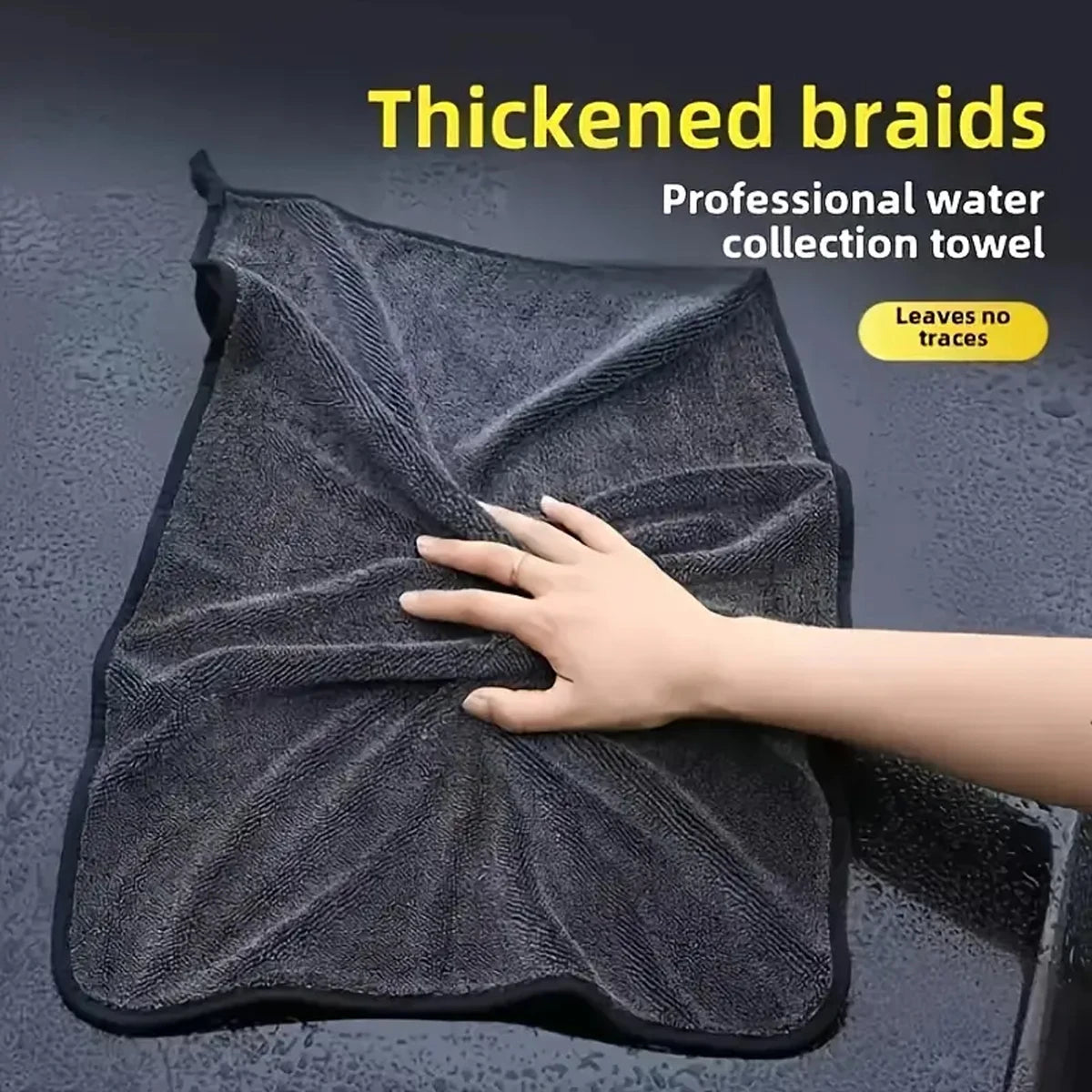 Dark gray car microfiber towel, oversized strong absorbent car wash cloth, high-efficiency cleaning wipe cloth