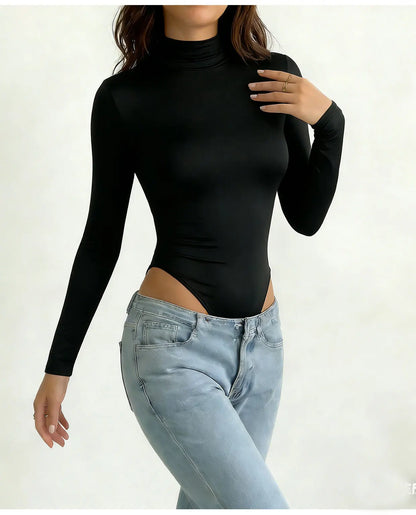 Women's long-sleeved plus-size one-piece dress - fashionable basic style tight-fitting garment - dance outfit one-piece pants