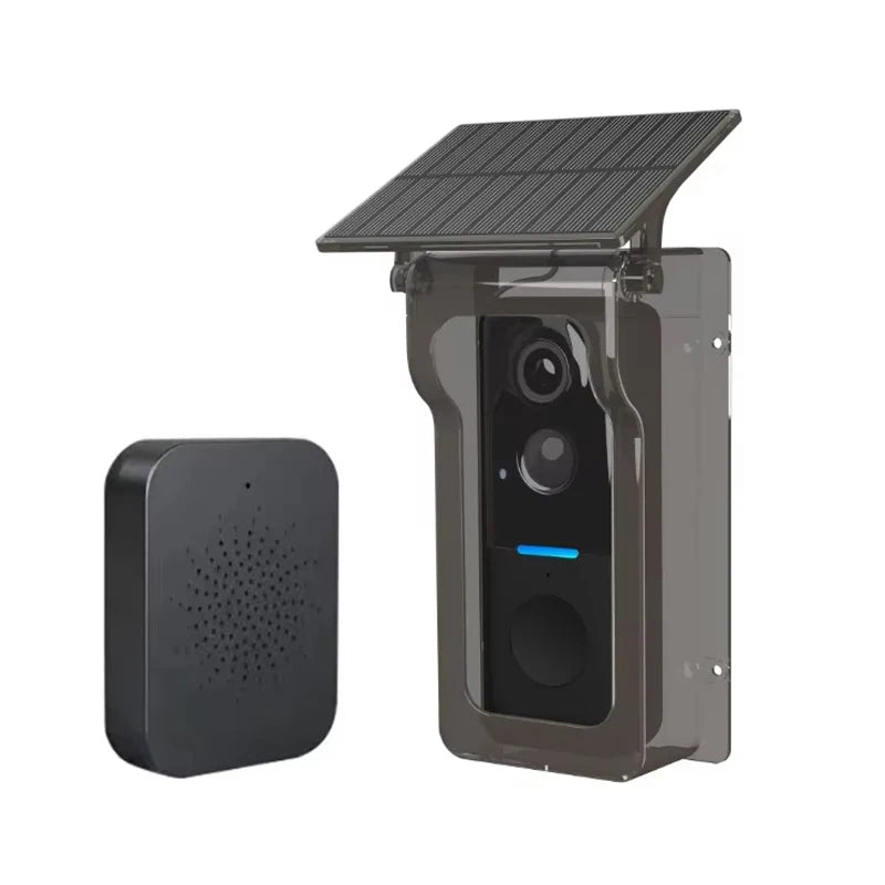 Tuya Trådlös Videodörrklocka med Solcells-regnskydd – 720P, PIR, IP65, 4000mAh, Röstförvrängning