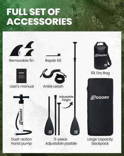 EGGORY 11FT Uppblåsbar SUP-bräda – 335×81×15 cm, Max 150 kg, Komplett Set