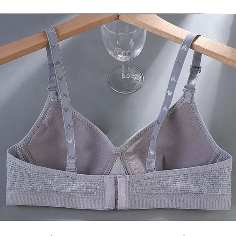 Cotton Women's AB cup Bra Underwear Wireless Gathering Comfortable V-Bra Women's Upward Push Underwear