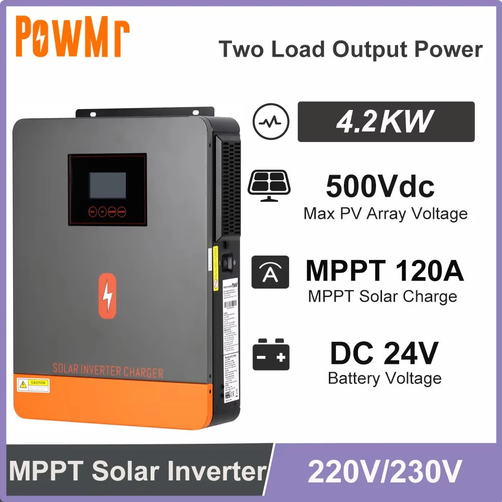 PowMr 4,2kW Off-Grid Hybridinverter 24V till 230V – 120A MPPT 500V PV Ren Sinusvåg BMS RS485 WiFi (tillval)