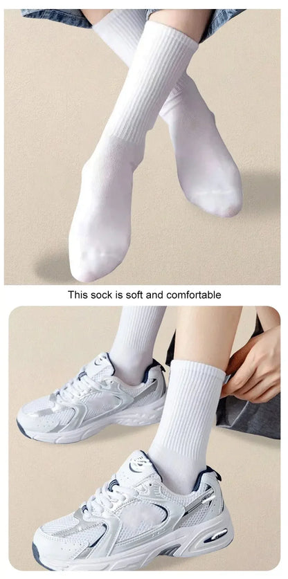 1/510 Pairs Women Solid Color Socks Simple Versatile Fashionable Socks Antibacterial Odor Resistant Breathable Comfortable Socks