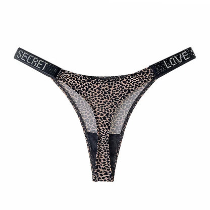 Lågskurna sexiga trosor med strass och bokstäver G-string sporttstring S-XL