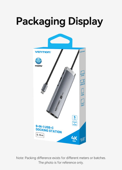 Vention USB C HUB 4K 60Hz Type C to HDMI RJ45 Ethernet PD 100W SD TF for MacBook PC iPad Sumsang PC Tablet Phone USB 3.0 Hub