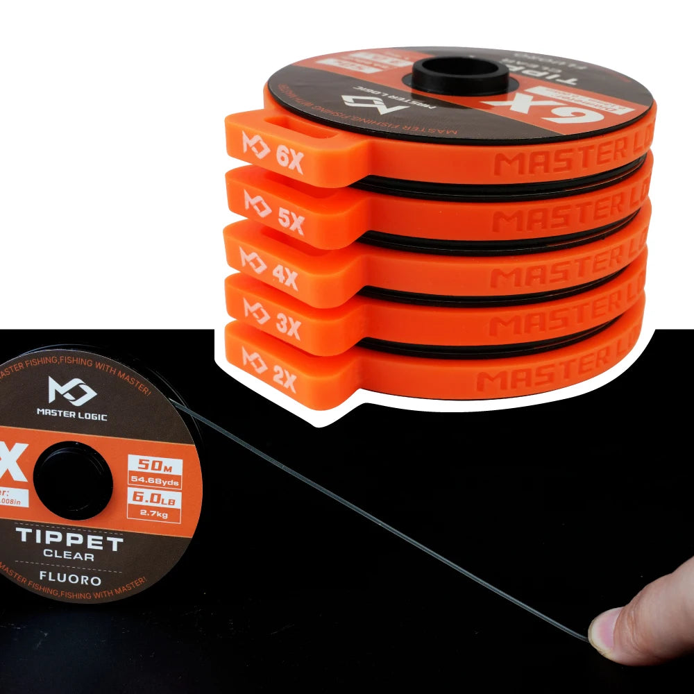 MASTER LOGIC Fluorokarbon Tippetlina 5-pack – 2X 3X 4X 5X 6X Flugfiske 30M & 50M