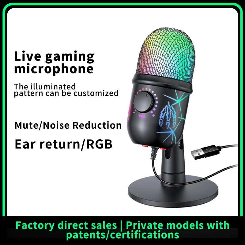 Basix USB-kondensatormikrofon med RGB och mute