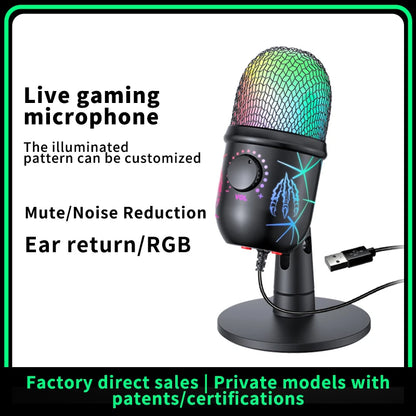Basix USB-kondensatormikrofon med RGB och mute