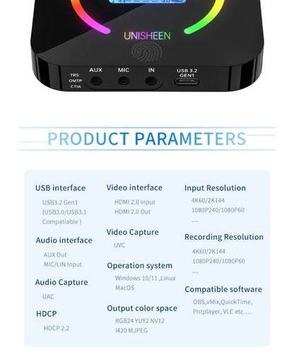 Unisheen UC2700H 4K60-capturekort med HDMI-loop-through