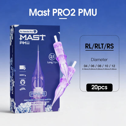 Mast Pro2 PMU Tattoo Cartridges Needles RL/RS/RLT Types Permanent Makeup Needle for Tattoo Machine Tattoo Cartridge Accessories