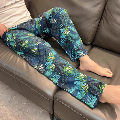 Extra Large Size Stylish Pajama Pants for Men, Spring and Autumn, Plus Size, Oversized, Casual Long Pants, Thin Style, Home Wear Pants