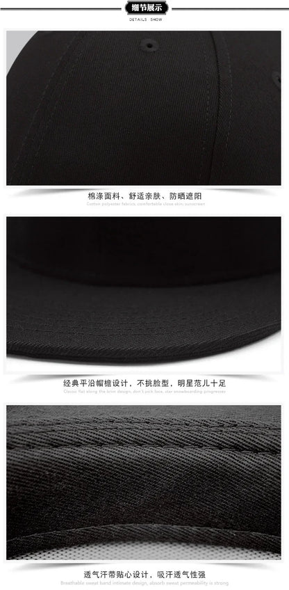 Big Bone Man Plus Size 64cm Baseball Caps Adult Flat Peak Hip Hop Fitted Hat Men Women Large Size Snapback Cap Size 60cm 62cm