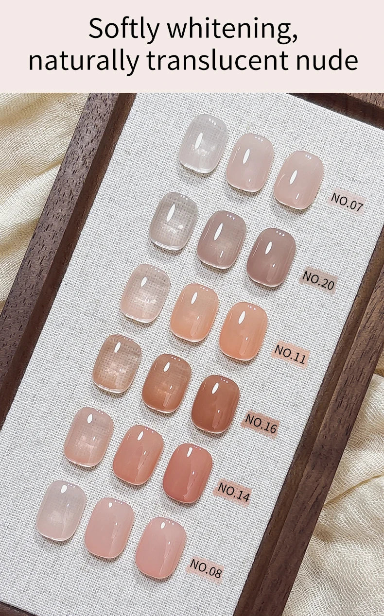 1/6Pcs 15ml Jelly Ice Nude Peelable Polish, UV/LED - Set, Formaldehyde - Free. Oval, Glossy. Good for Salon & DIY