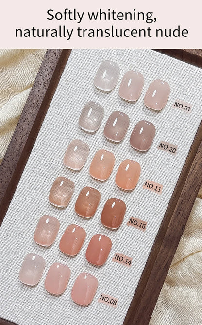 1/6Pcs 15ml Jelly Ice Nude Peelable Polish, UV/LED - Set, Formaldehyde - Free. Oval, Glossy. Good for Salon & DIY