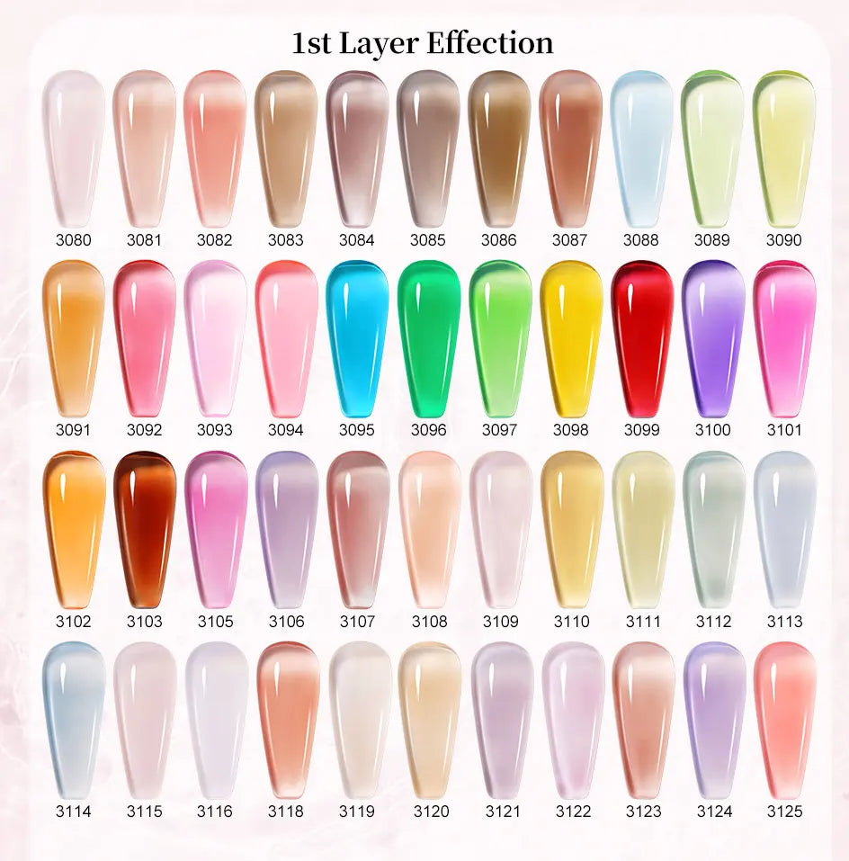 Clou Beaute Transparent French Gel Polish Translucent Nude Pink Red Jelly Glass Milky White Varnish Rainbow Color Nail Art