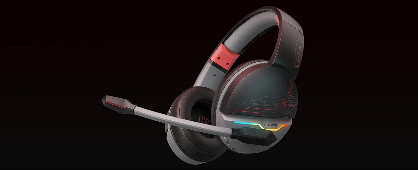 NUBWO G08 Trådlöst Gaming Headset – 2.4GHz & Bluetooth 5.3 50mm RGB 34h Batteritid CE/FCC PS5 PS4 PC Camo Röd