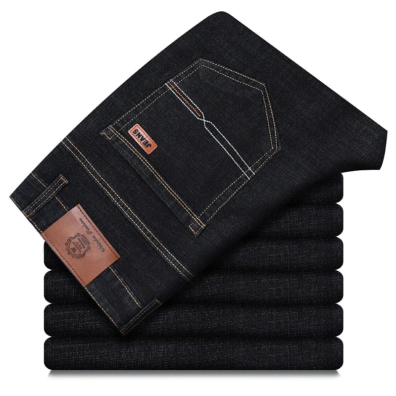Business-jeans för herr – rak passform, stretch-denim, casual och kontor