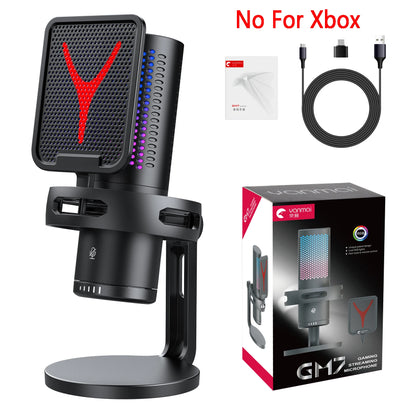 Gaming Microphone Professional Condenser Mic PC Laptop Computer Mike RGB USB Wired Studio Streaming Podcast Gamer Karaoke PC Kit
