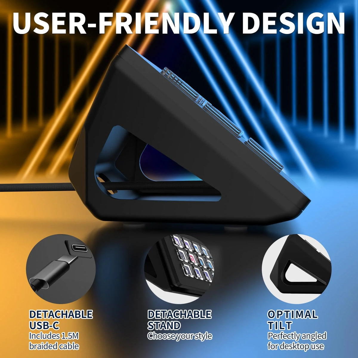 AJAZZ AKP153 makropanel med 15 LCD-knappar och USB-C