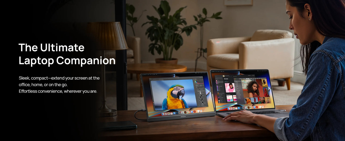 ARZOPA 16.1'' 100% SRGB 1080P FHD Portable Monitor IPS Screen Second Monitor External Display Z1C