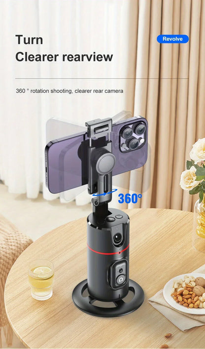 P02 360 ° Rotation Desktop Phone Stand Automatic Face Tracking for iPhone 16 15 Samsung S23 Xiaomi Handheld Gimbal Selfie Stick