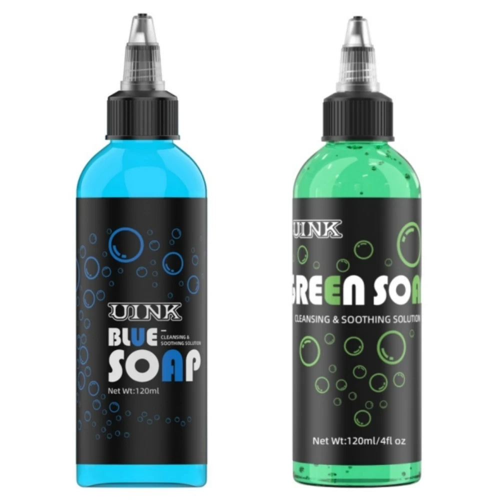 DQFART 120ml Blue Soap Green Soap Tattoo Cleaning Products Safe Can Be Used For The Human Body Professional Tattoo Artists Body Art Creative Designs Supplies Accessories