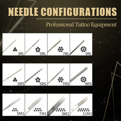 Tattoo Needle and Tips Set 50pcs Disposable Tattoo Needle with 50pcs Sterilized Tattoo Tips Tattoo Kit for Tattoo Machine Supply