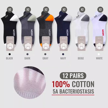 MiiOW Herr Ankelstrumpor 100% Bomull – 6- eller 12-pack, Deodorant, Antibakteriell, Hälskydd