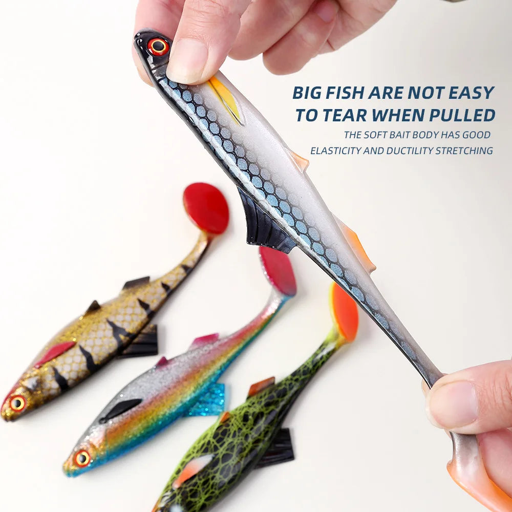 1pcs 26g 60g River Roach Fishing Lure Soft Bait T Paddle Tail Baitfish Shad Strike Silicone Plastic Swimbait Wobbler Pike Bass